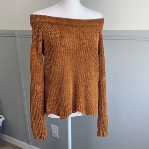 Scallop off the shoulder sweater
